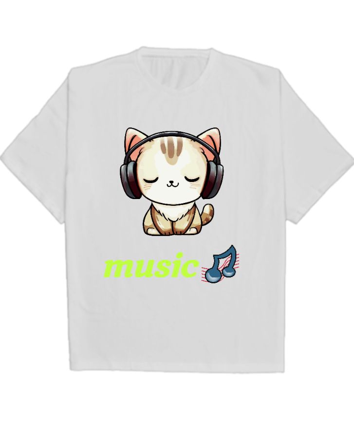  t-shirt cat music - Front