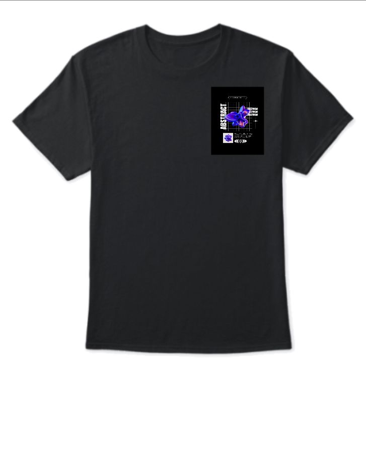 Abstract Hlaf sleeves Black everyday Tshirt - Front