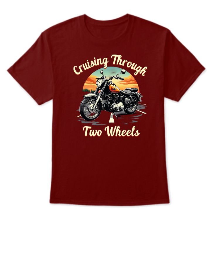 Cruising Through Two Wheels | Half Sleeve T-shirt | Biker Lifestyle Tee - Front