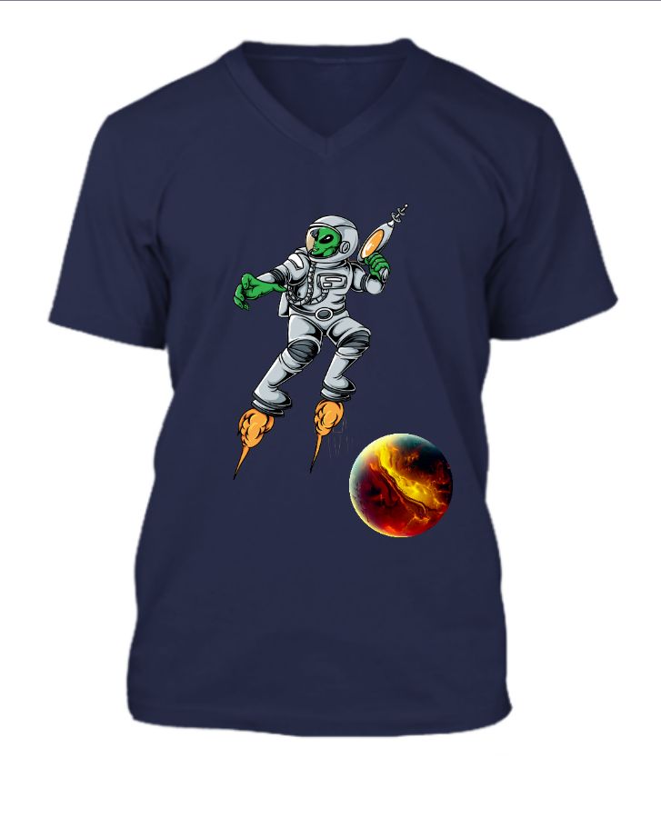 Alien print V-neck T-shirt - Front