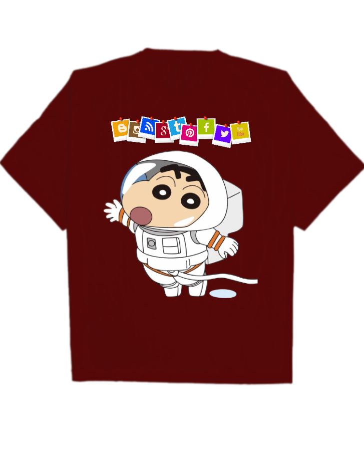 Astronaut Shinchan Design Oversized T-Shirt  - Front