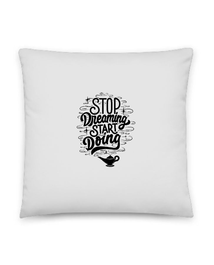 BLACK TYPOGRAPHIC THROW PILLOW - Front