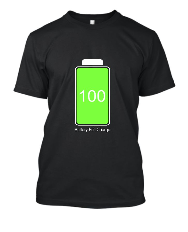 Battery full charge icon print tshirt - Front