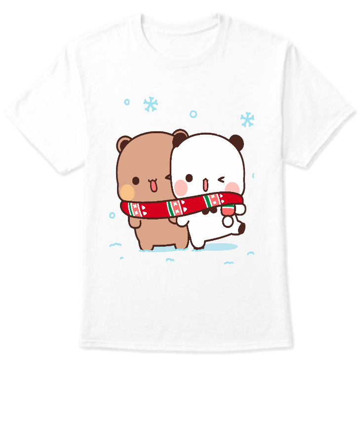 Unisex T-Shirt Bear and Panda Winter Standing - Front