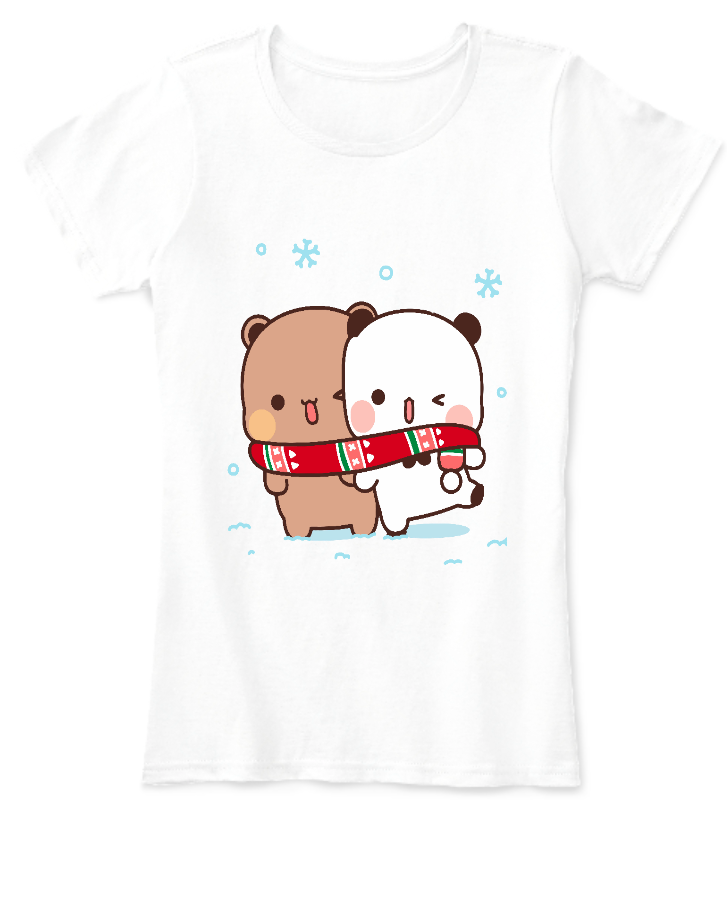 Women T-Shirt Bear and Panda Winter standing W - Front