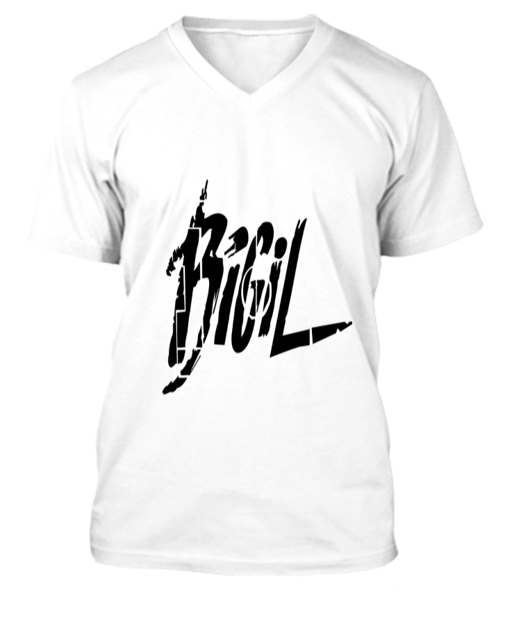 Bigil white t shirt v cut - Front
