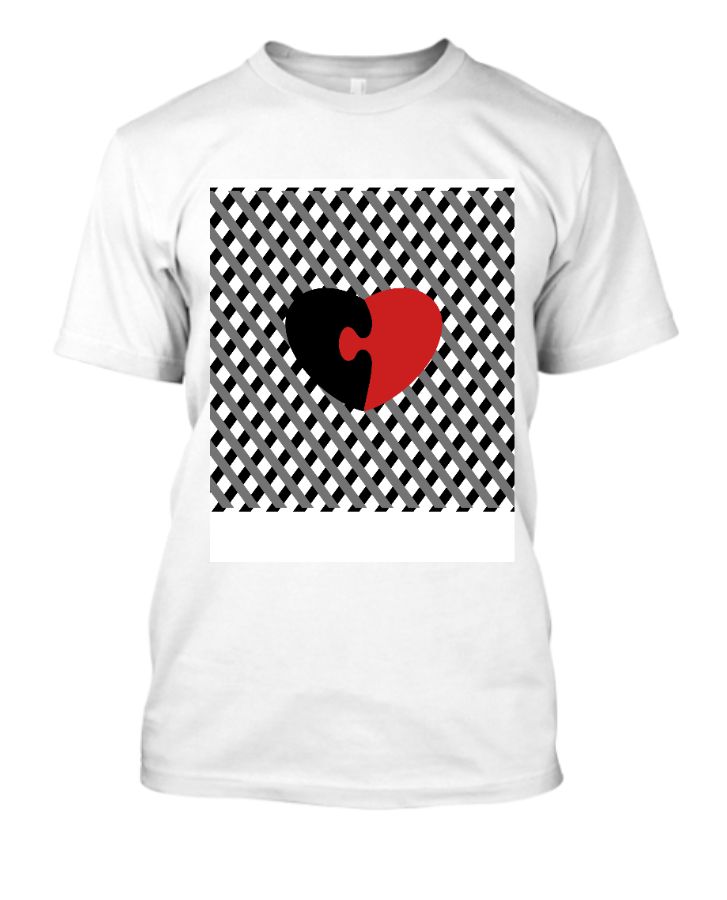 Black -White stripes a with red and black Love symbol - Front
