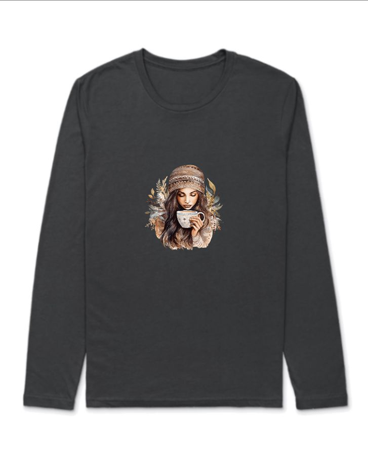 Black Full Sleeve Printed Tee - Front