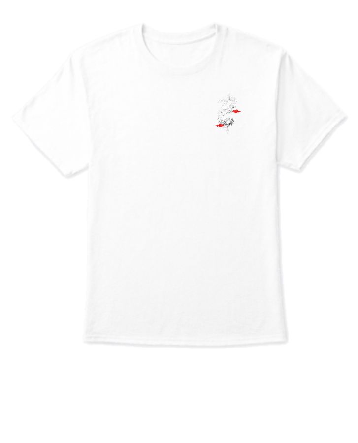 Black Red Handdrawn Illustration Dragon Streetwear T-Shirt - Front