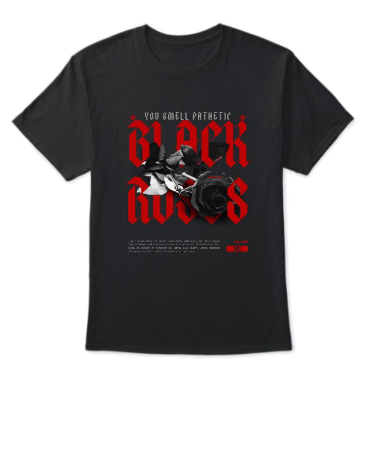 Black Roses Half Sleeves T Shirt - TribeFashion - Front