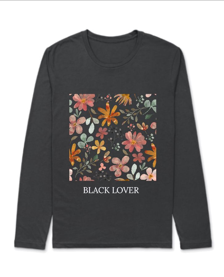 Black T-Shirt Full Sleeve - Front