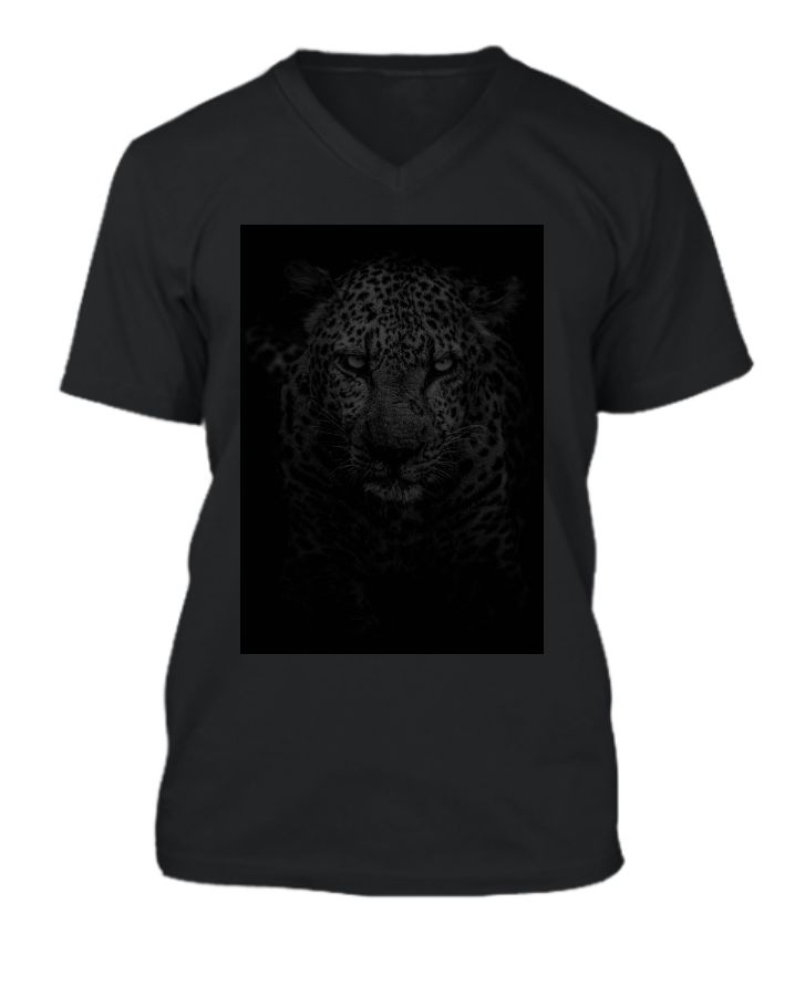 Black Tiger Design V-Neck T-Shirt - Striking and Stylish - Front