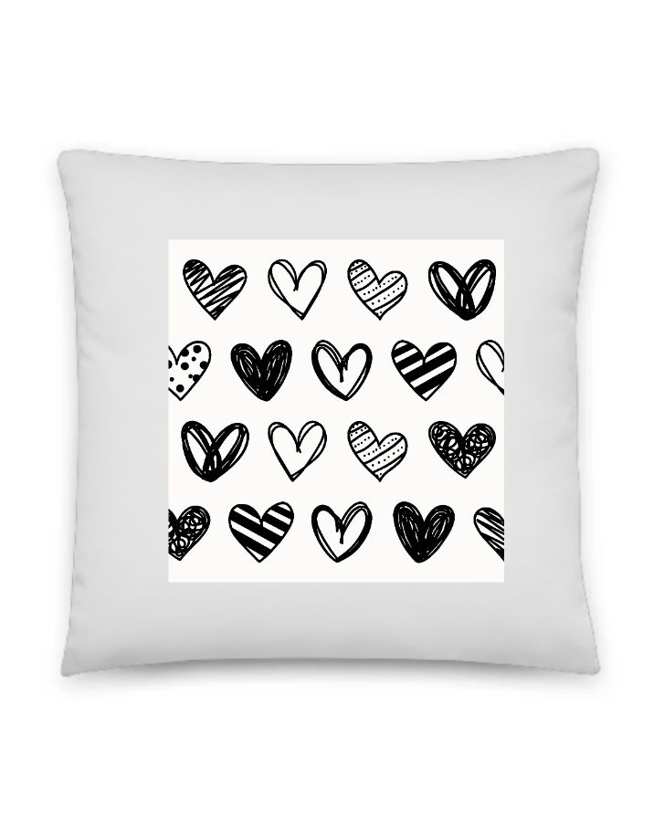 Black and White Love Square Pillow - Front