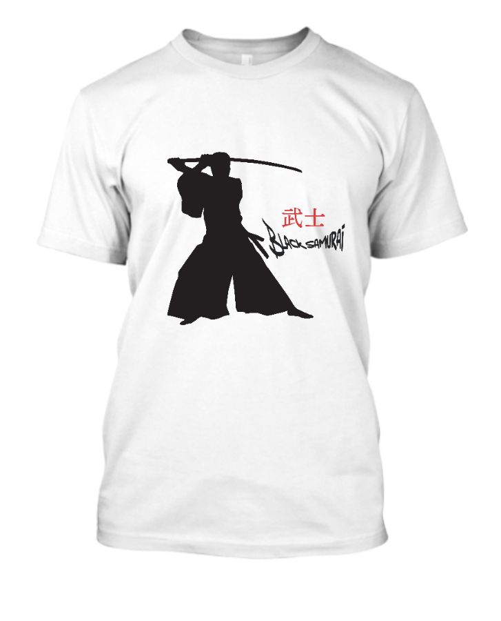 Black and white Red Samurai T-shirt| half sleeve t-shirt - Front