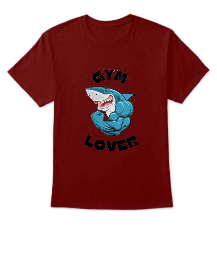 Blue Illustrated Shark Gym Lover T-Shirt - Front