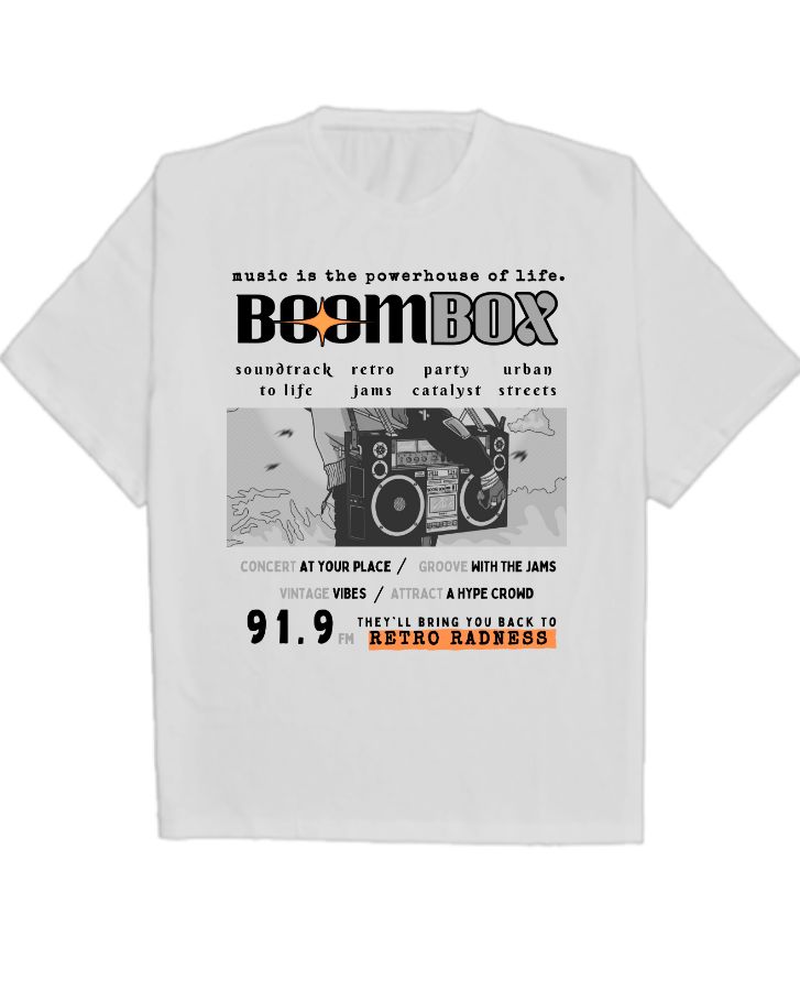 Boombox Graphic Oversized Shirt - Front