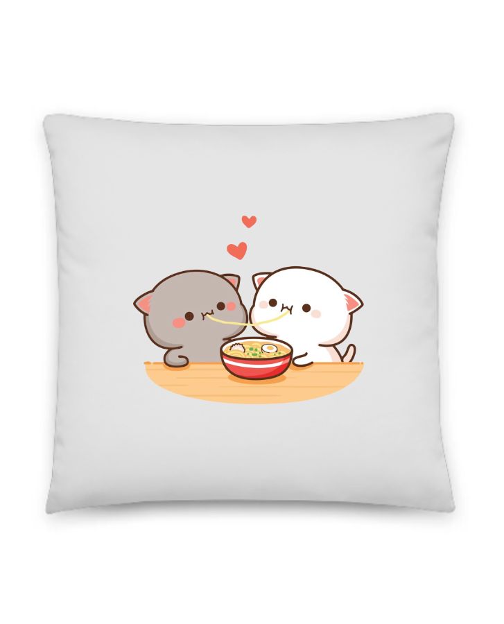 Bubu and Dudu Bears Couples Eat together Pillow  - Front