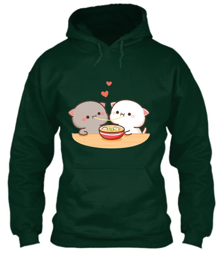 Bubu and Dudu Bears Eating Couples Hoodie - Dark Green - Front