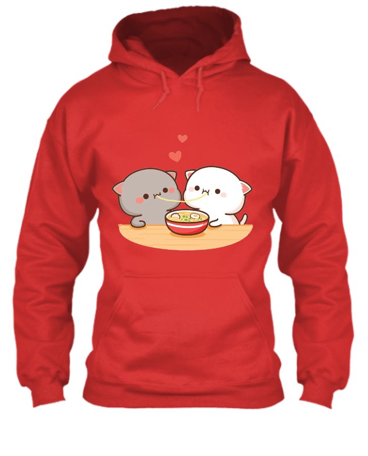 Bubu and Dudu Bears Eating Couples Hoodie - Red - Front