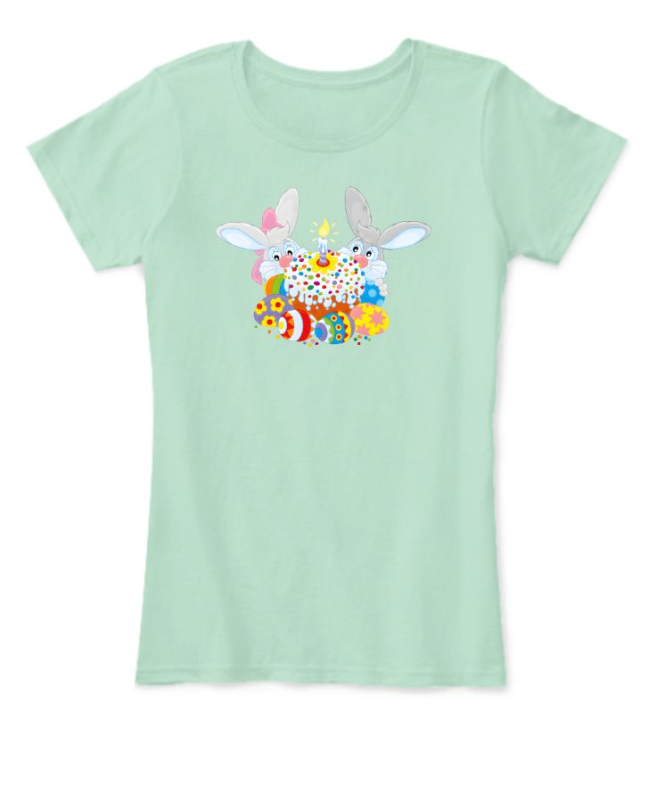 Bunny With Cake | Half Sleeve T-Shirt | Women's Tee - Front