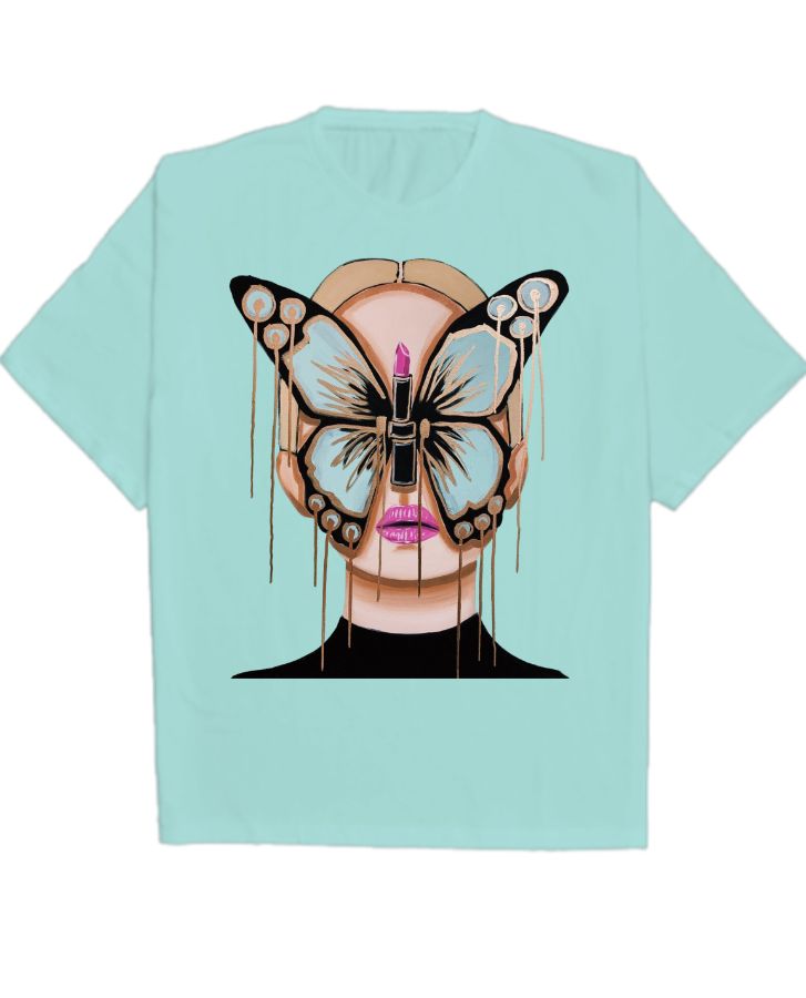 Butterfly Design Oversized T-Shirt  - Front