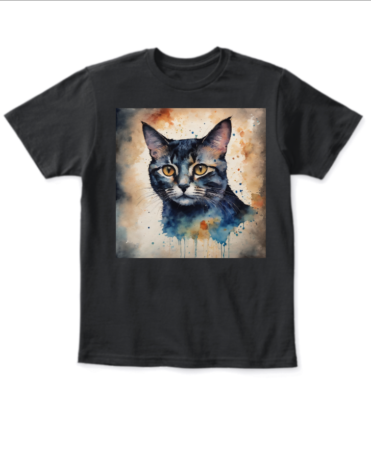 CUTE CAT PAINTING DESIGN T-SHIRT - Front