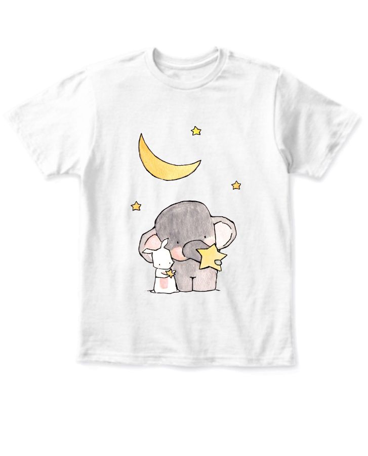 CUTE MOON THEME BABY ANIMAL  HALF SLEEVE KIDS T-SHIRT - Front