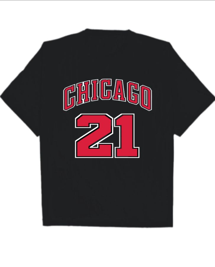 Chicago Black Oversized Tshirt - Front