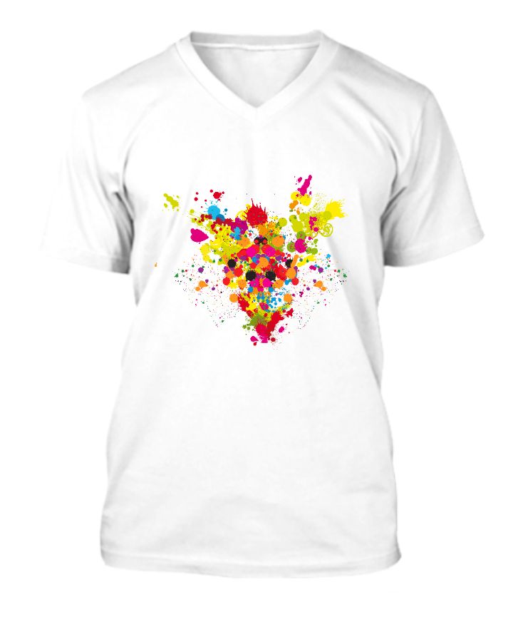 Colourful v-neck half sleeve t-shirt - Front