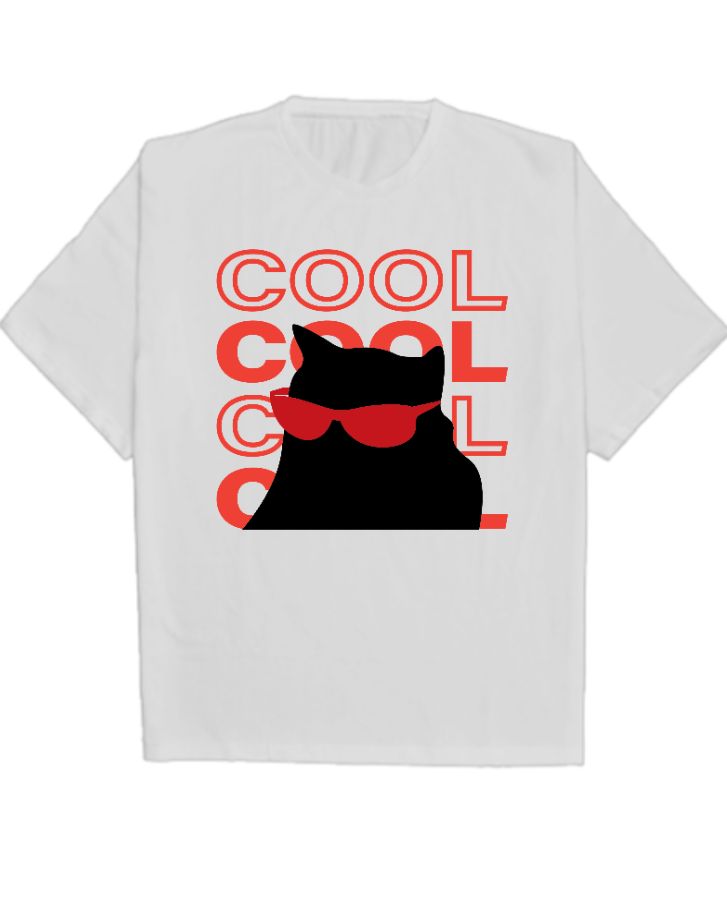 Cool Cat with red google | Oversize T Shirt - Front