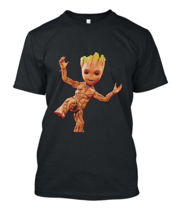 Cotton Rich Solid Round Neck Half Sleeve T-Shirt i am Groot - Front