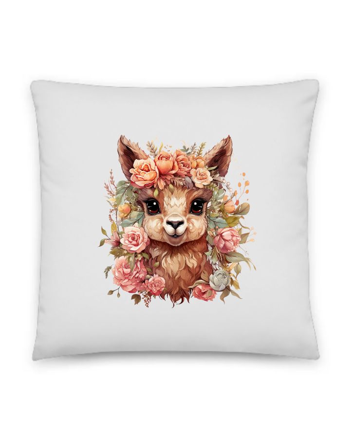 Cute Dear Printed Polyester Pillow - Front