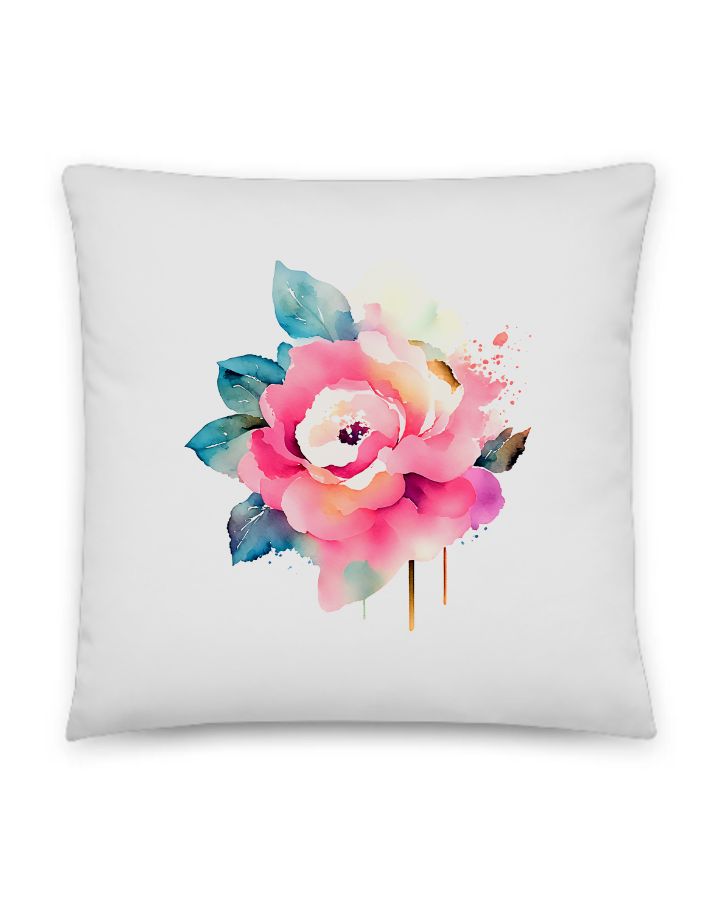 Decorative flower print throw pillow  - Front