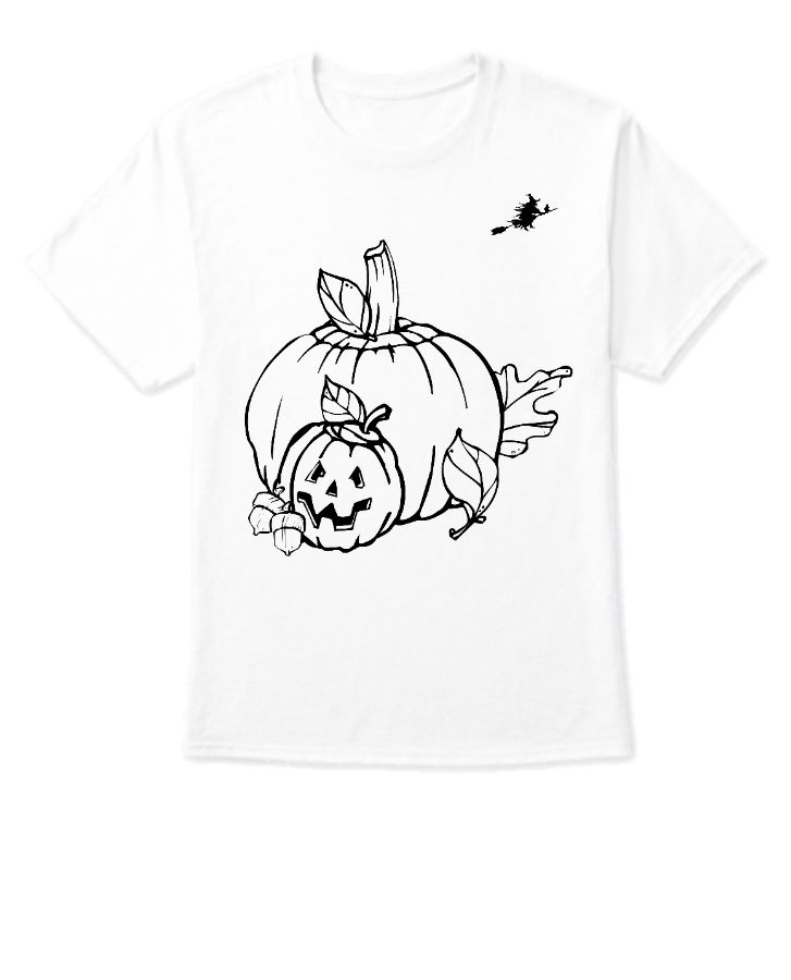 Double-Sided Halloween Magic: White T-Shirt with Spooky Surprises - Front