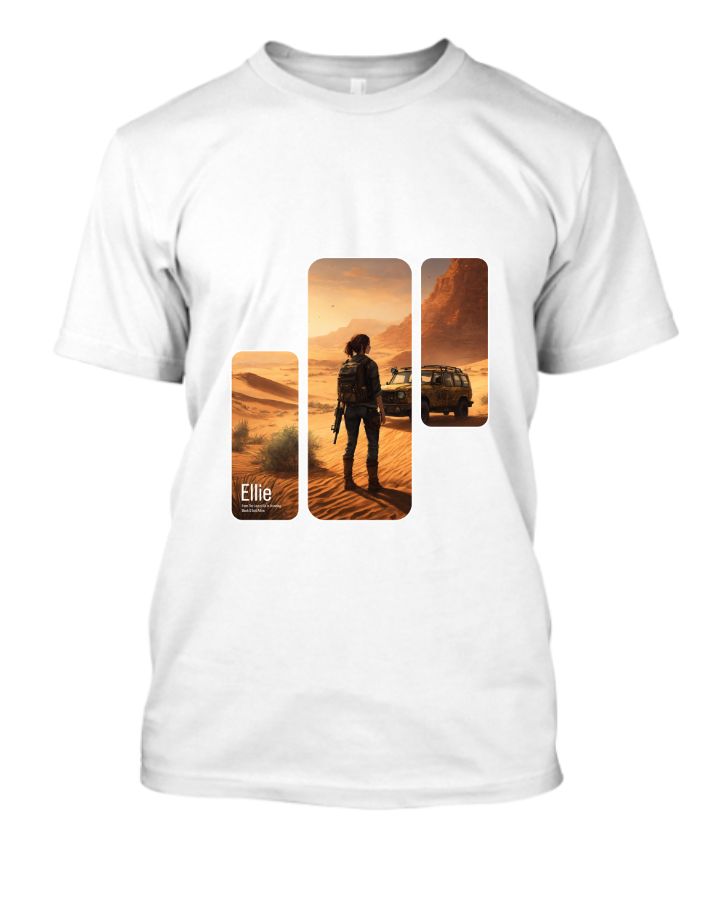 Ellie from The Last of Us in Stunning Black & Gold Attire T-Shirt - Front