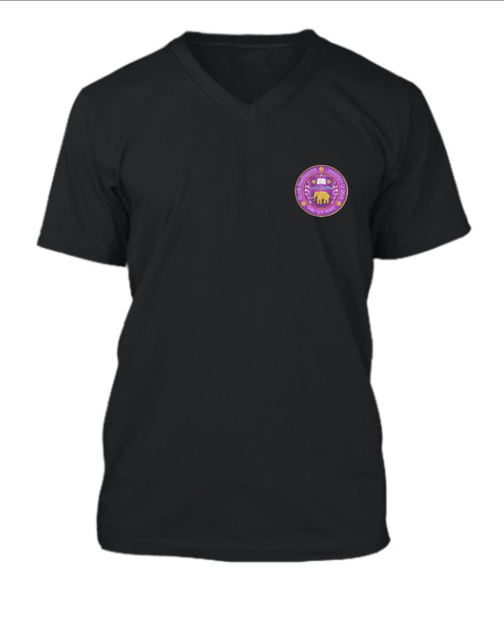 Faculty of Technology V-Neck Black T-Shirt | FoT V-Neck Blsck T-Shirt | University of Delhi V-Neck Black T-Shirt - Front