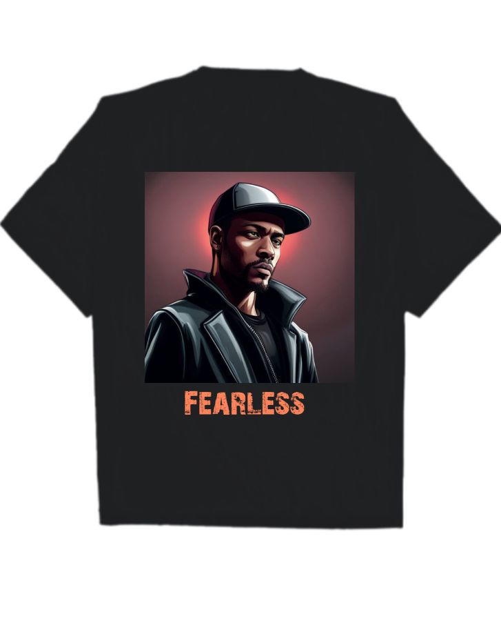 Fearless Printed Oversized T-Shirts - Front