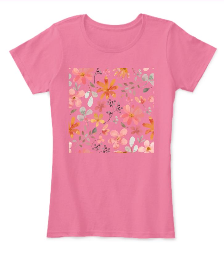 Floral Design T-shirt for Womens - Front