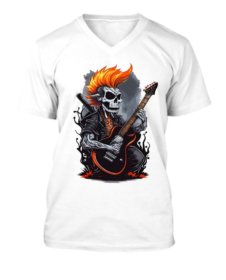 Ghost Skull Guitarist V-Neck Tee - Front