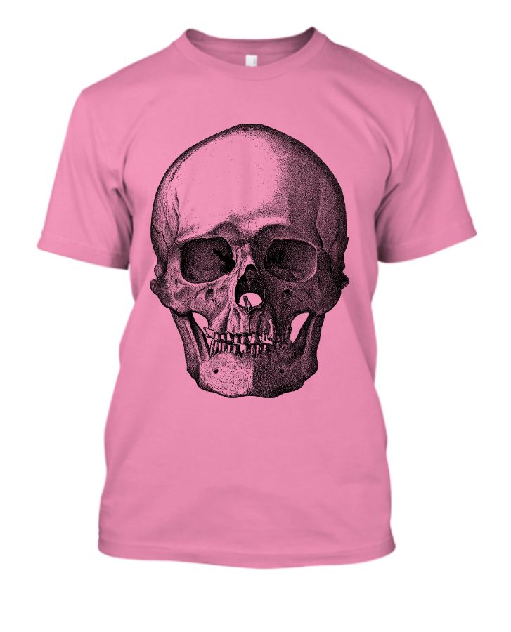 HUMAN HEAD SKELETON PRINT PINK COLOR T SHIRT - Front