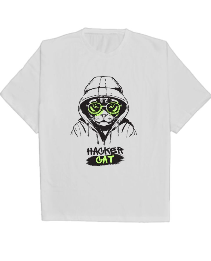 Hacker Cat Oversize Tshirt - Front
