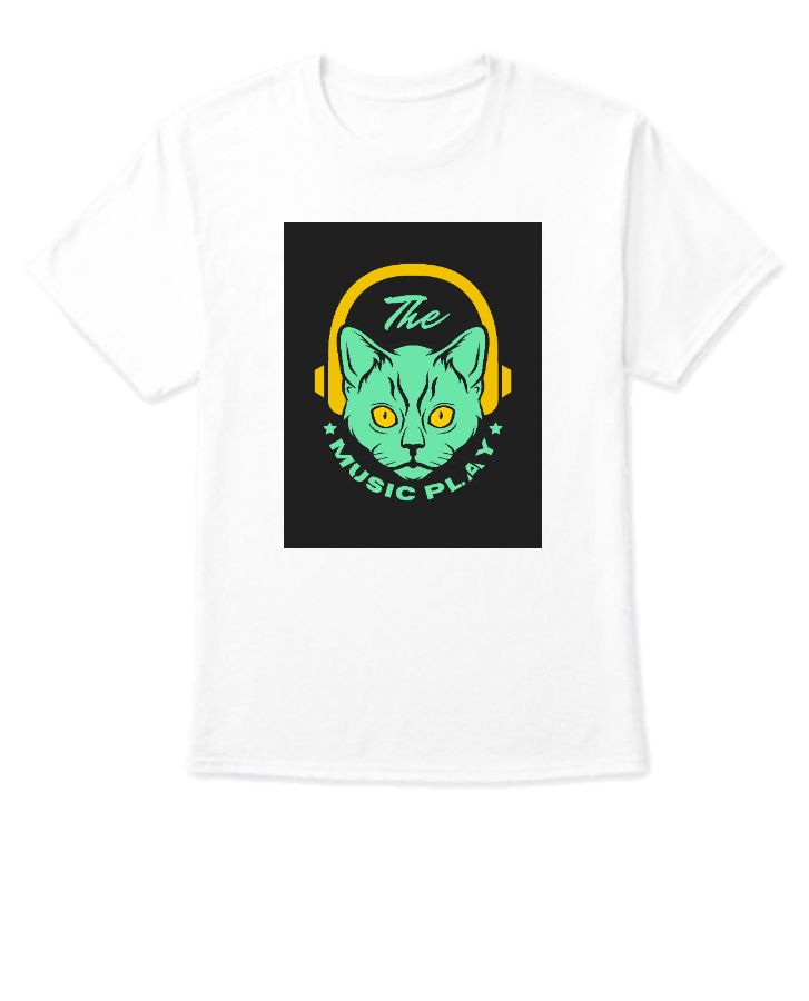 Half sleeve printed cat T Shirt - Front