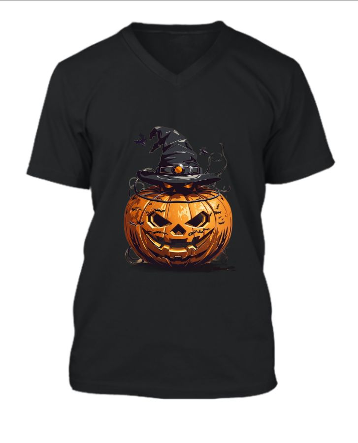 Halloween V Neck Design T-Shirt - Front