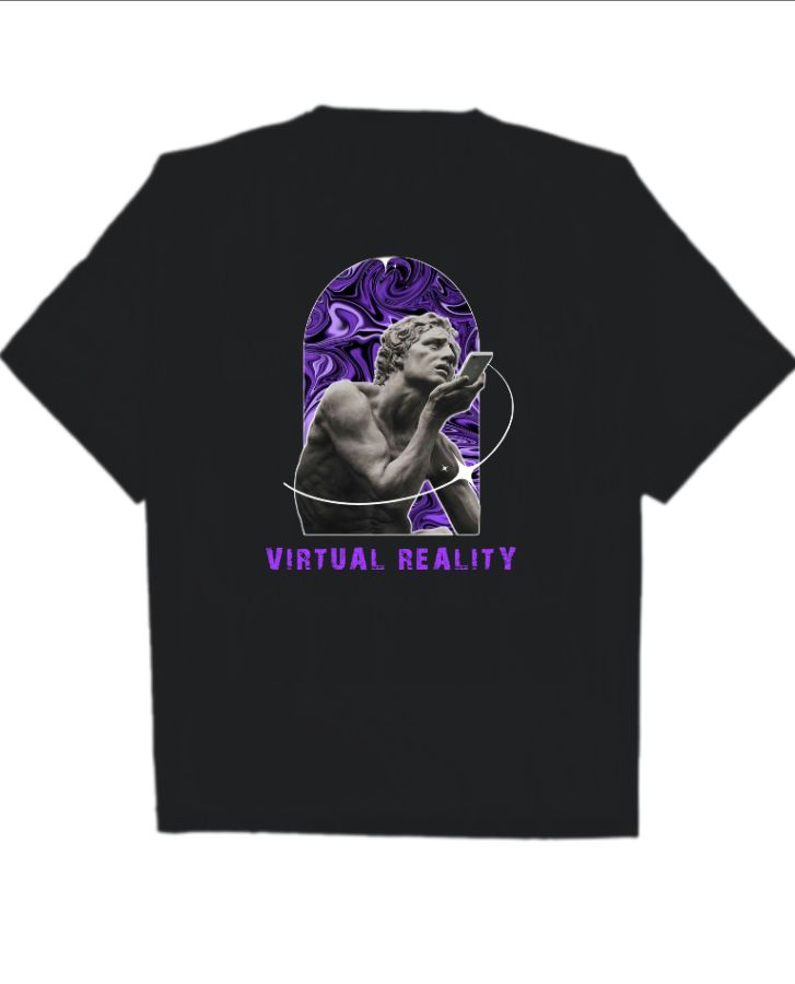 VR printed oversize t-shirt. - Front