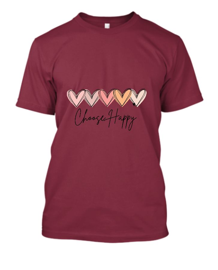 Heart & Happy Letter Print T-shirt - Front