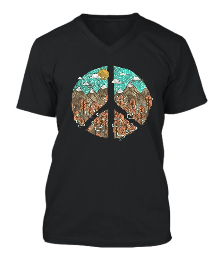 Hippie Graphic Design T-shirt Peace  - Front