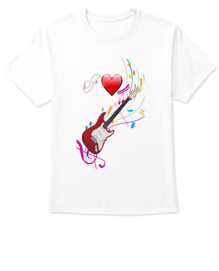 I Love Guitar Unisex Round Neck T-Shirt - Front