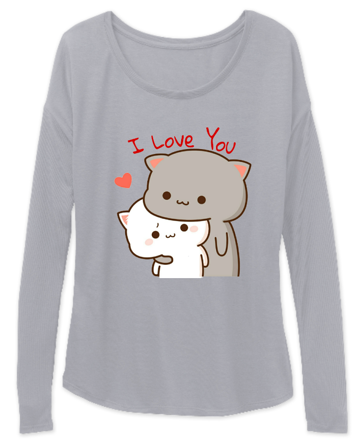 I Love You Peach and Goma | Full Sleeves T-shirts for Womens with 6 Colour Varients - Front