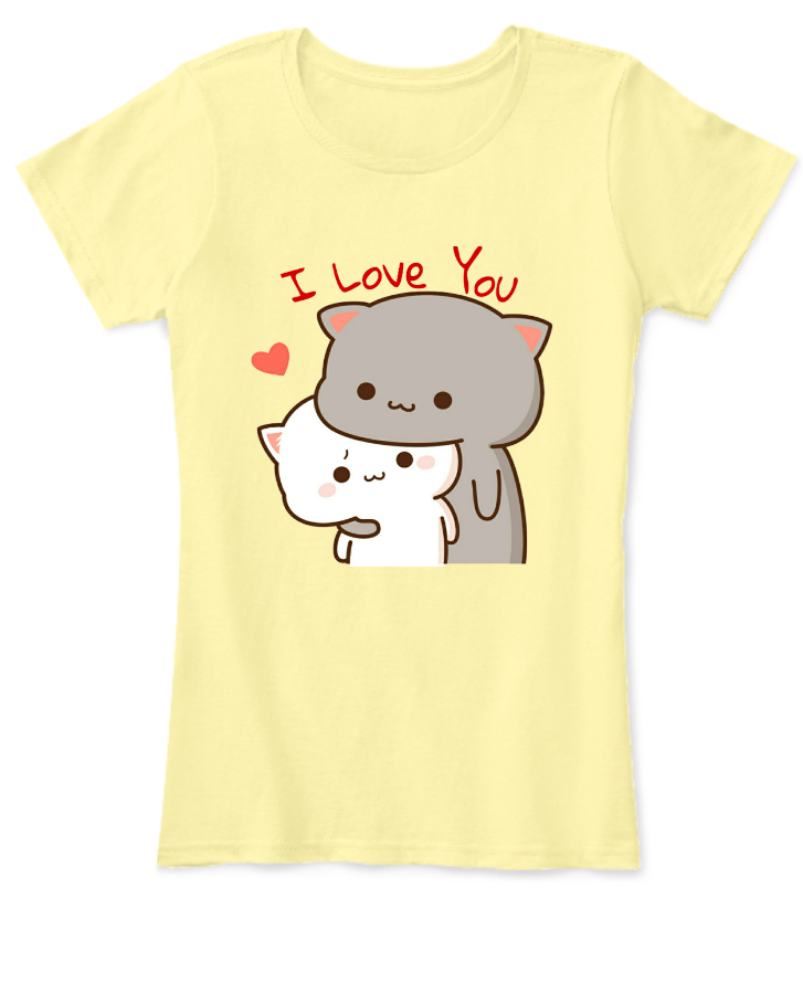 I Love You Peach and Goma | Half Sleeves T-shirts for Womens with 8 Colour Varients - Front