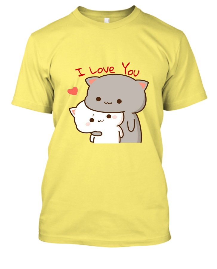 I Love You Peach and Goma | Half Sleeves T-shirts for Mens with 9 Colour Varients - Front